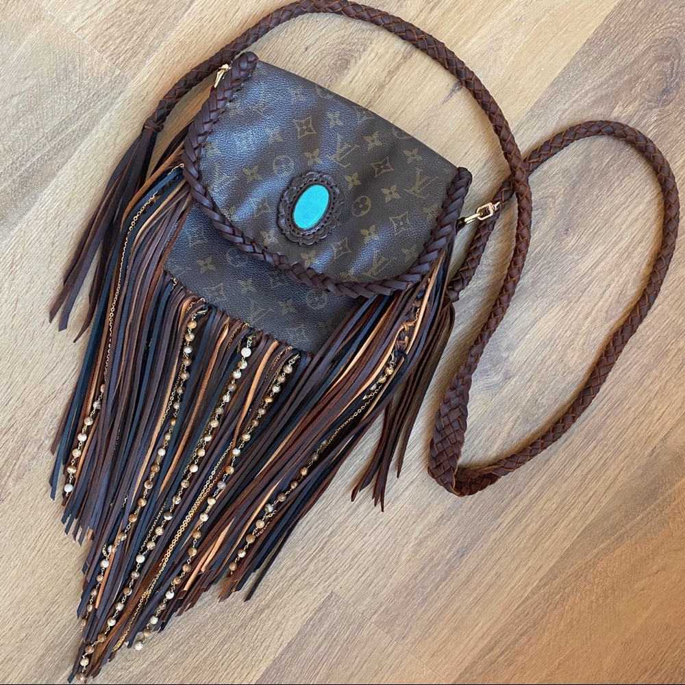 Fringe Louis Vuitton Crossbody with Turquoise